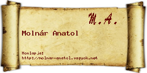 Molnár Anatol névjegykártya